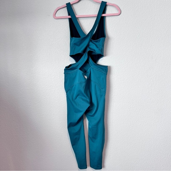 Free People FP Movement Back It Up Onesie Pacific Teal Sz S Cut Out - Picture 3 of 6